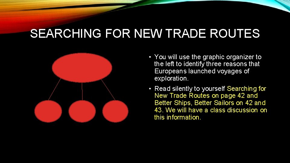 SEARCHING FOR NEW TRADE ROUTES • You will use the graphic organizer to the