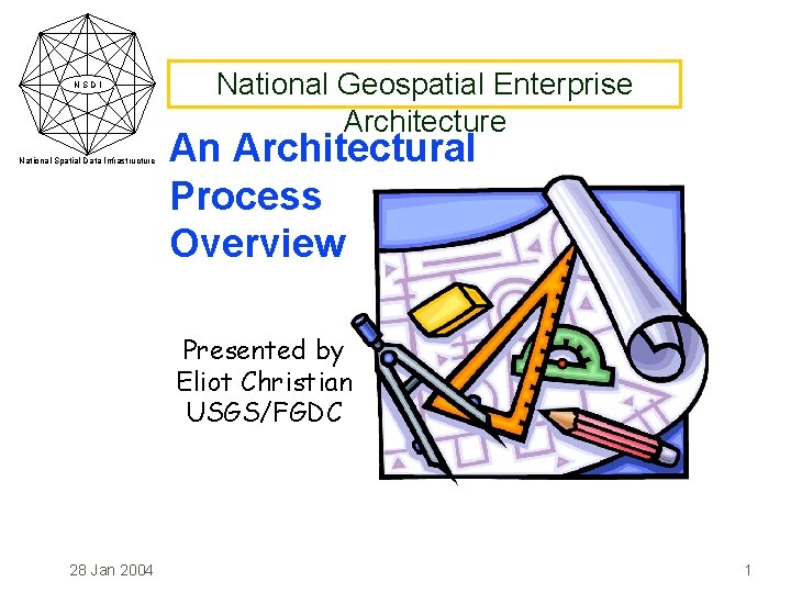 NSDI National Spatial Data Infrastructure National Geospatial Enterprise Architecture An Architectural Process Overview Presented