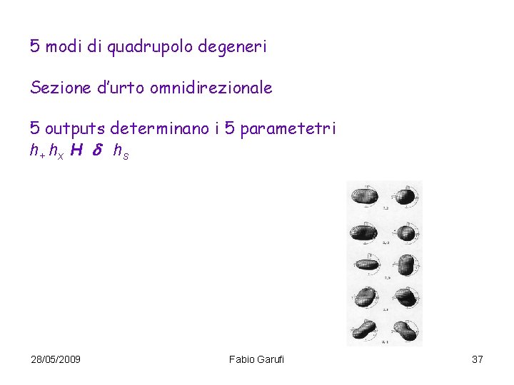 5 modi di quadrupolo degeneri Sezione d’urto omnidirezionale 5 outputs determinano i 5 parametetri