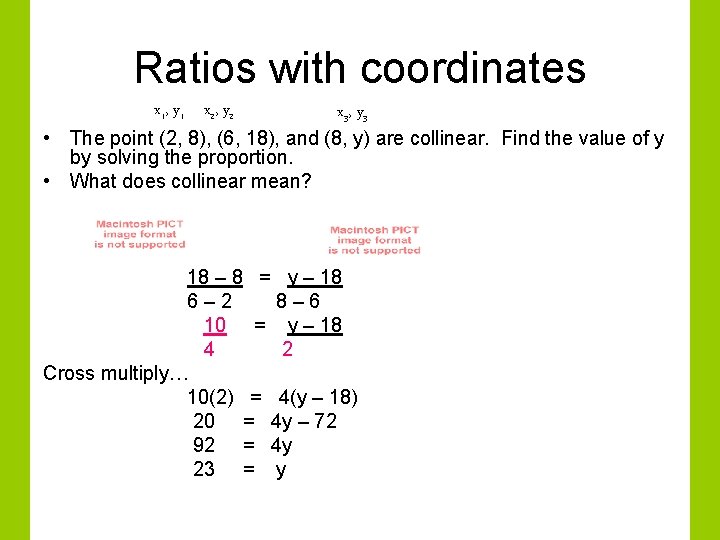 Ratios with coordinates x 1, y 1 x 2, y 2 x 3, y