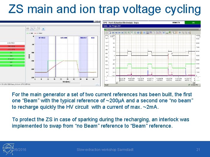ZS main and ion trap voltage cycling For the main generator a set of
