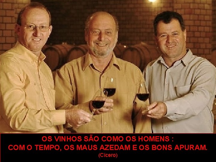 OS VINHOS SÃO COMO OS HOMENS : COM O TEMPO, OS MAUS AZEDAM E
