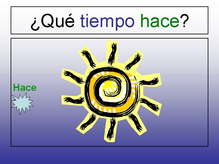 ¿Qué tiempo hace? Hace sol 