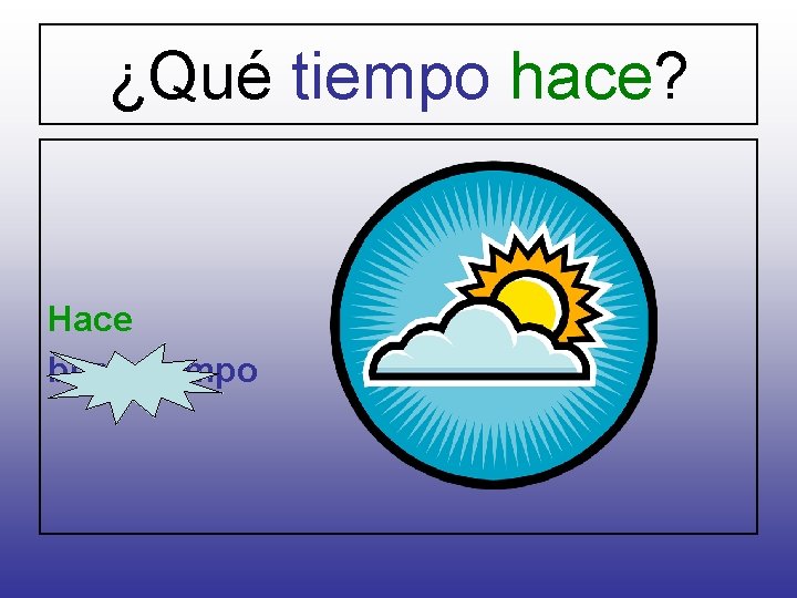 ¿Qué tiempo hace? Hace buen tiempo 