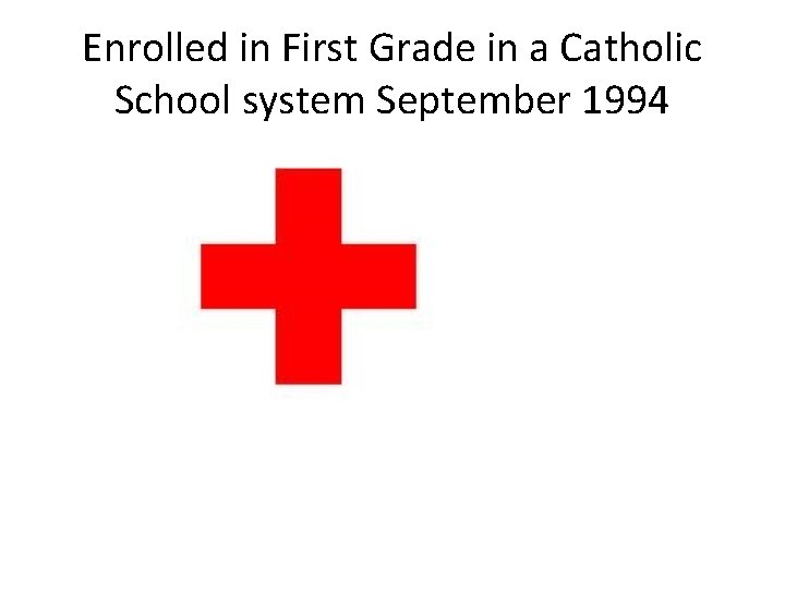 Enrolled in First Grade in a Catholic School system September 1994 