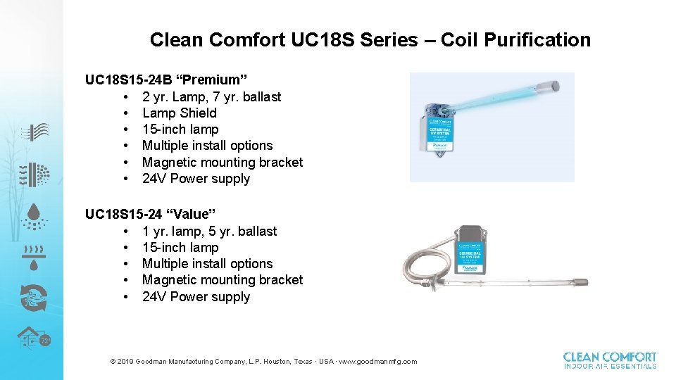 Clean Comfort UC 18 S Series – Coil Purification UC 18 S 15 -24