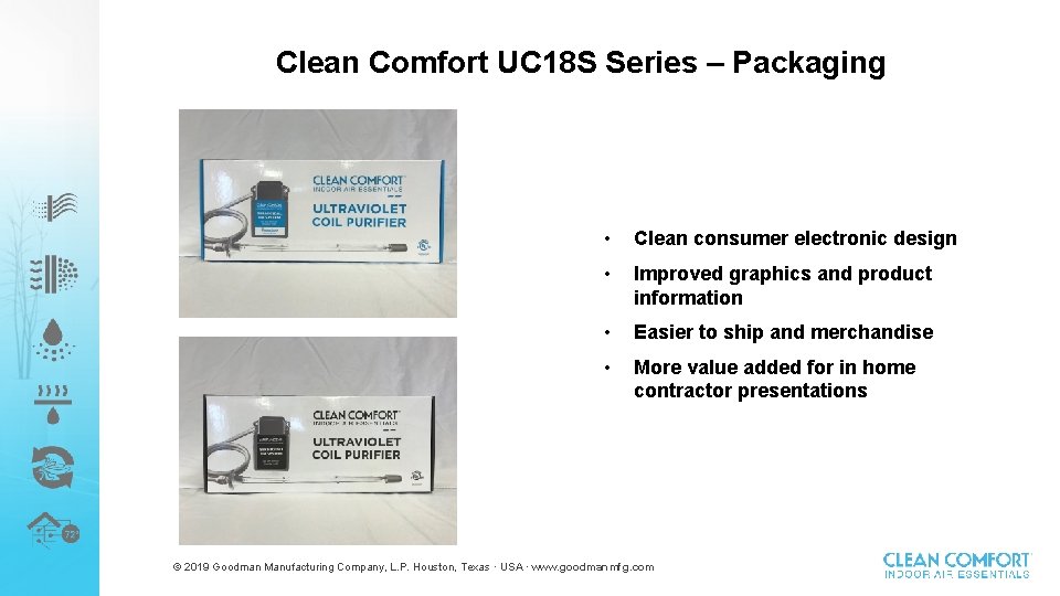 Clean Comfort UC 18 S Series – Packaging • Clean consumer electronic design •