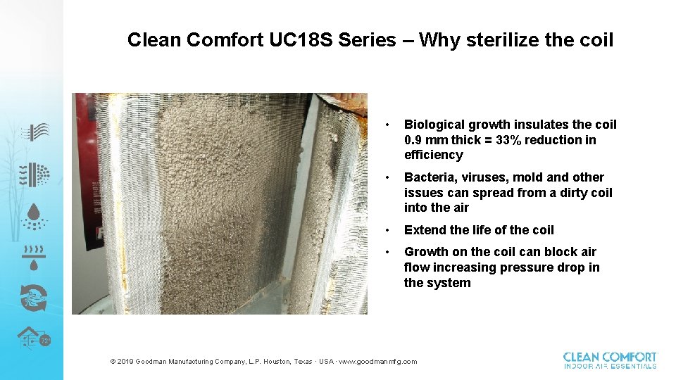 Clean Comfort UC 18 S Series – Why sterilize the coil • Biological growth