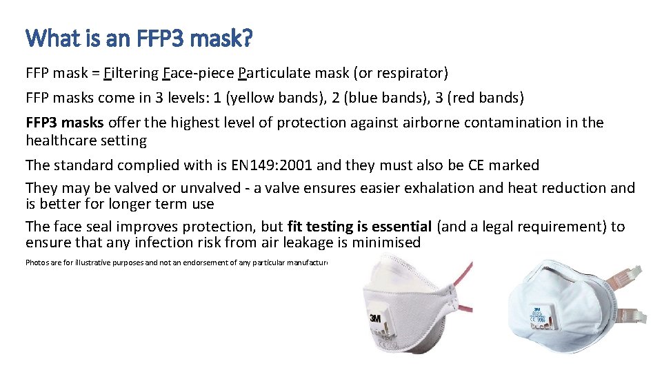 What is an FFP 3 mask? FFP mask = Filtering Face-piece Particulate mask (or