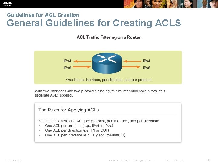Guidelines for ACL Creation General Guidelines for Creating ACLS Presentation_ID © 2008 Cisco Systems,