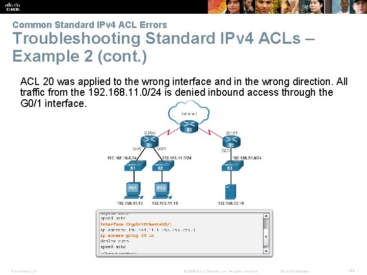 Common Standard IPv 4 ACL Errors Troubleshooting Standard IPv 4 ACLs – Example 2