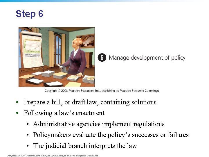 Step 6 • Prepare a bill, or draft law, containing solutions • Following a