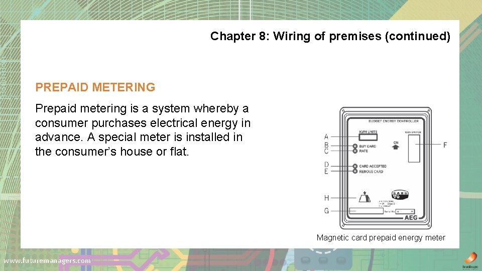 Chapter 8: Wiring of premises (continued) PREPAID METERING Prepaid metering is a system whereby