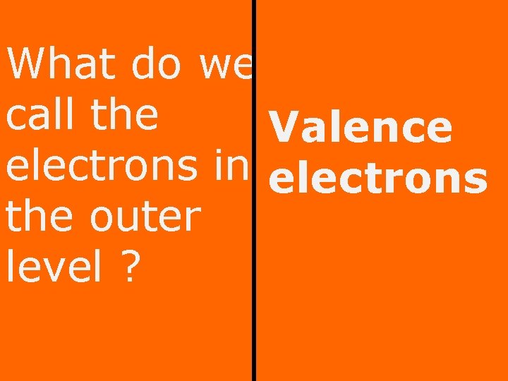 What do we call the Valence electrons in electrons the outer level ? 
