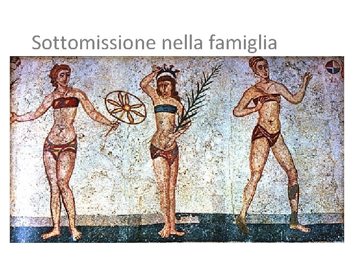Sottomissione nella famiglia La donna passava dall’influenza del pater familias, la potestas, a quella