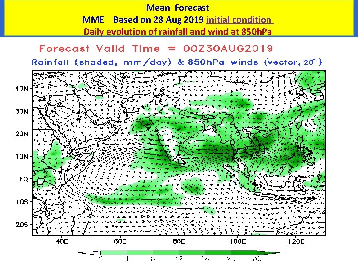 Mean Forecast MME Based on 28 Aug 2019 initial condition Daily evolution of rainfall