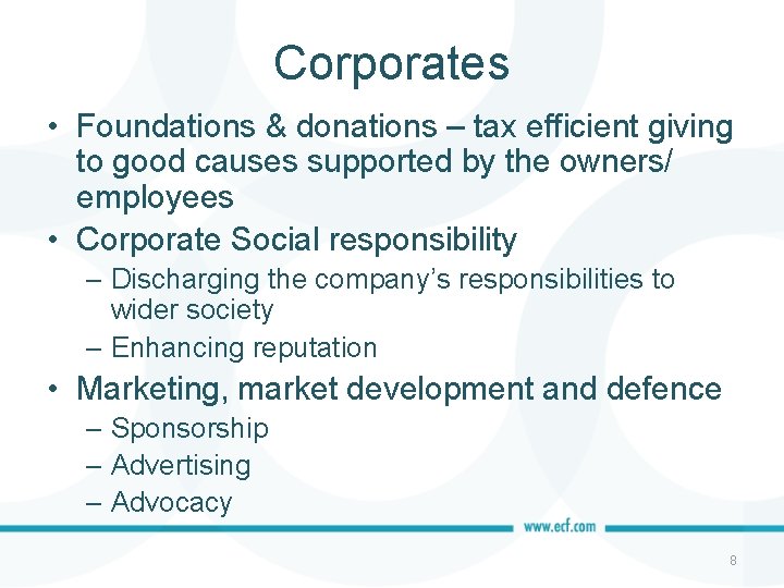 Corporates • Foundations & donations – tax efficient giving to good causes supported by