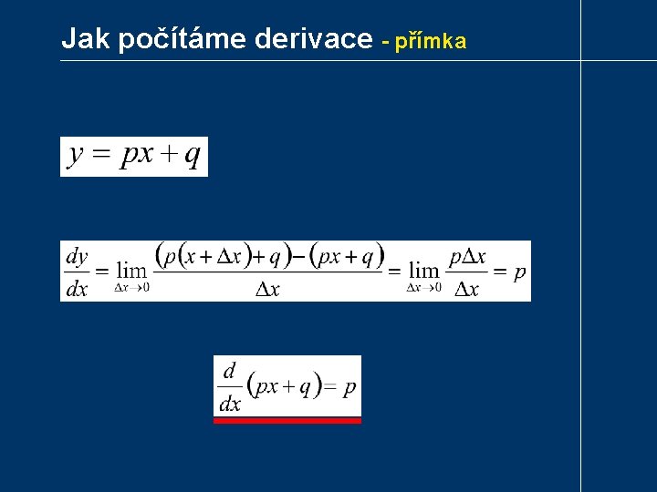 Jak počítáme derivace - přímka 