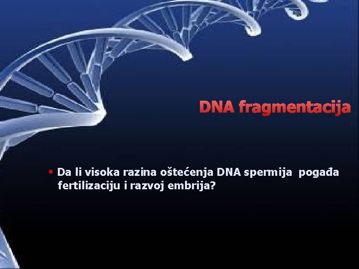 DNA fragmentacija § Da li visoka razina oštećenja DNA spermija pogađa fertilizaciju i razvoj