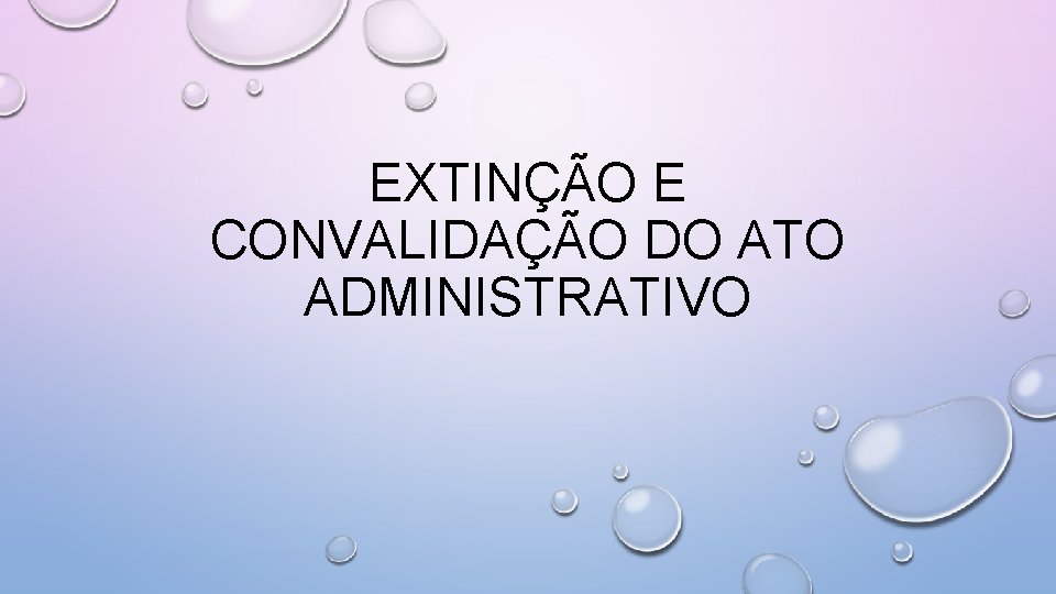 EXTINÇÃO E CONVALIDAÇÃO DO ATO ADMINISTRATIVO 