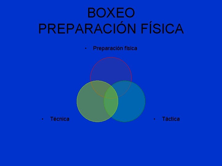BOXEO PREPARACIÓN FÍSICA • • Técnica Preparación física • Táctica 