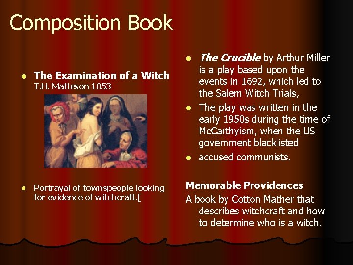 Composition Book l l The Examination of a Witch l Portrayal of townspeople looking