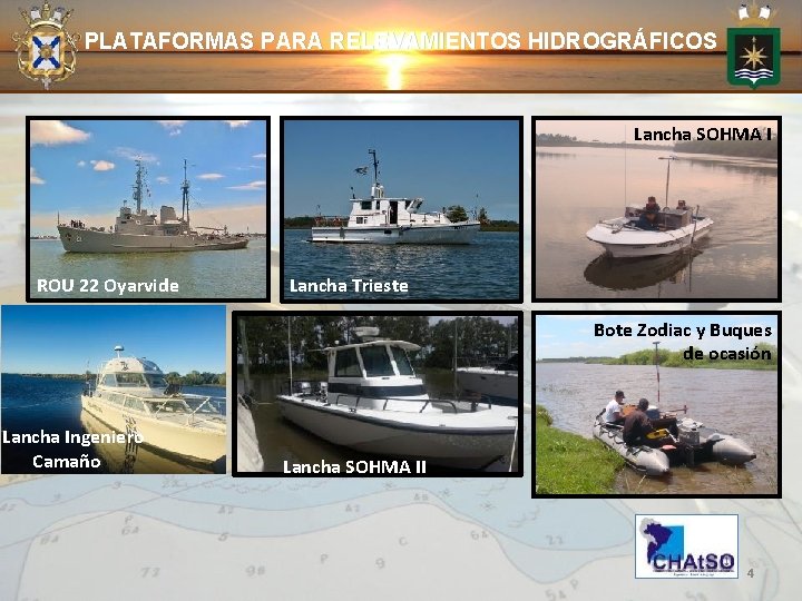 PLATAFORMAS PARA RELEVAMIENTOS HIDROGRÁFICOS Lancha SOHMA I ROU 22 Oyarvide Lancha Trieste Bote Zodiac