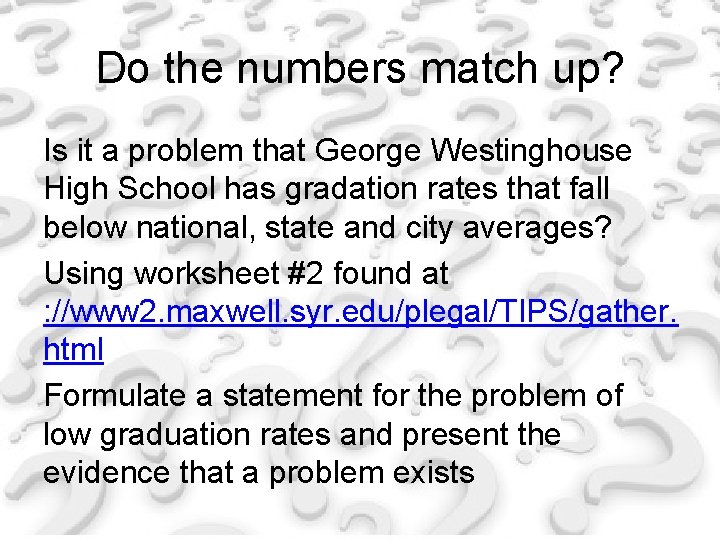 Do the numbers match up? Is it a problem that George Westinghouse High School