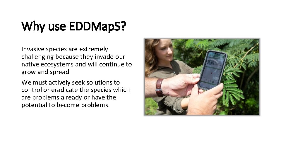 Why use EDDMap. S? Invasive species are extremely challenging because they invade our native