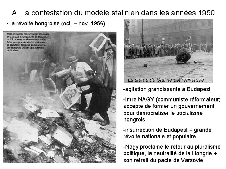 A. La contestation du modèle stalinien dans les années 1950 • la révolte hongroise