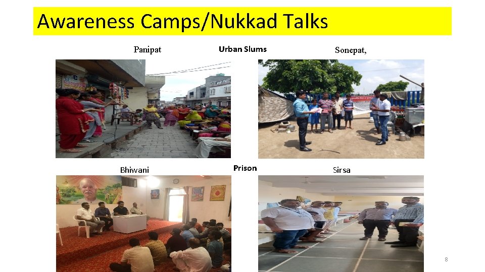 Awareness Camps/Nukkad Talks Panipat Bhiwani Urban Slums Prison Sonepat, Sirsa 8 