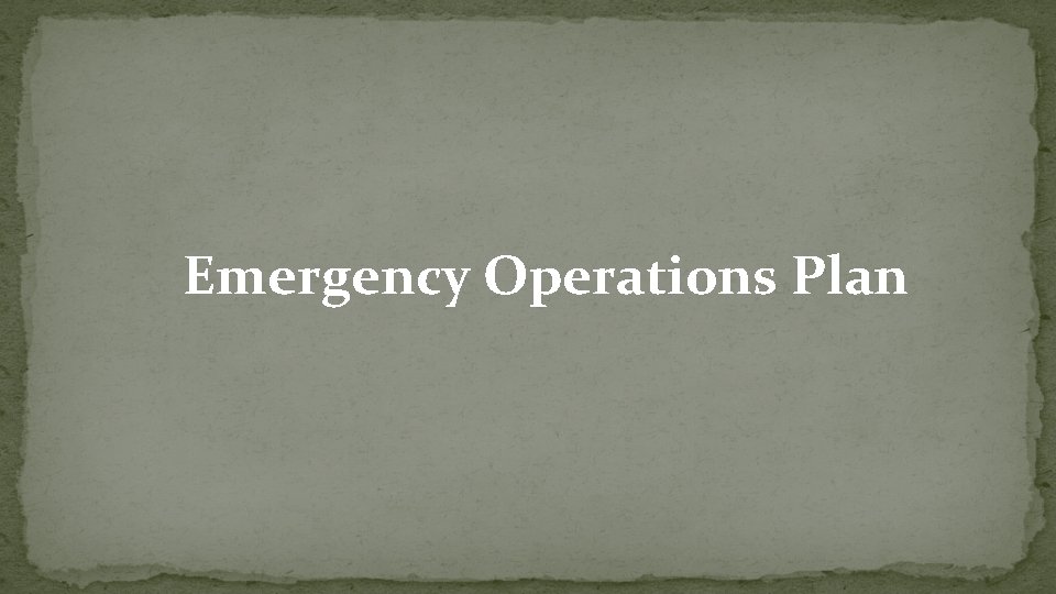 Emergency Operations Plan 