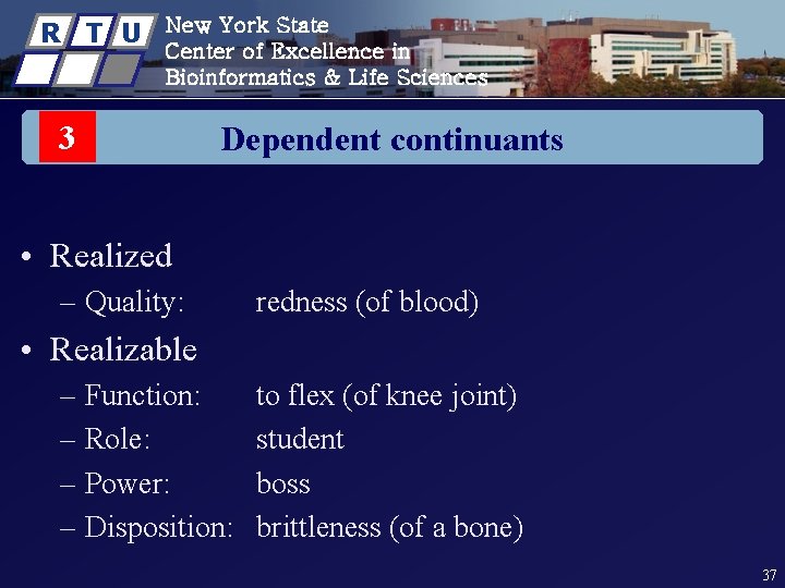 R T U New York State Center of Excellence in Bioinformatics & Life Sciences