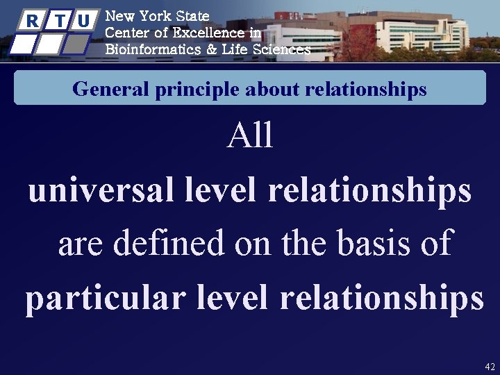 R T U New York State Center of Excellence in Bioinformatics & Life Sciences