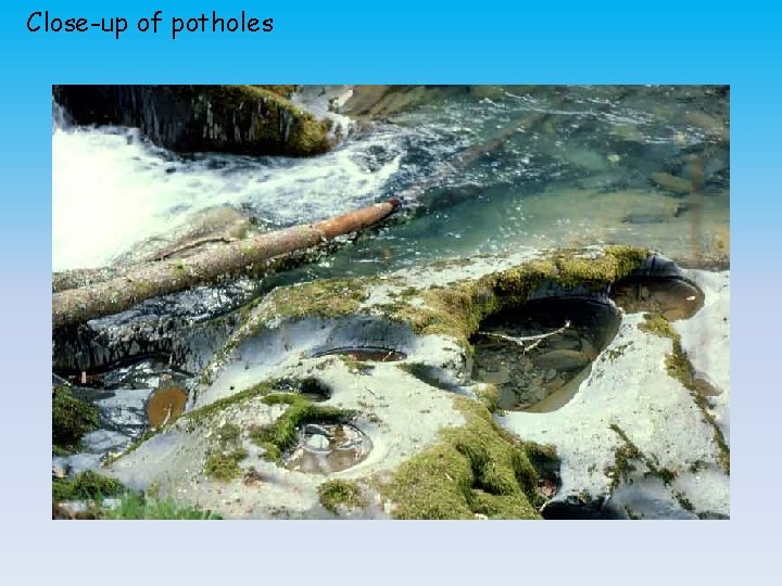 Close-up of potholes 