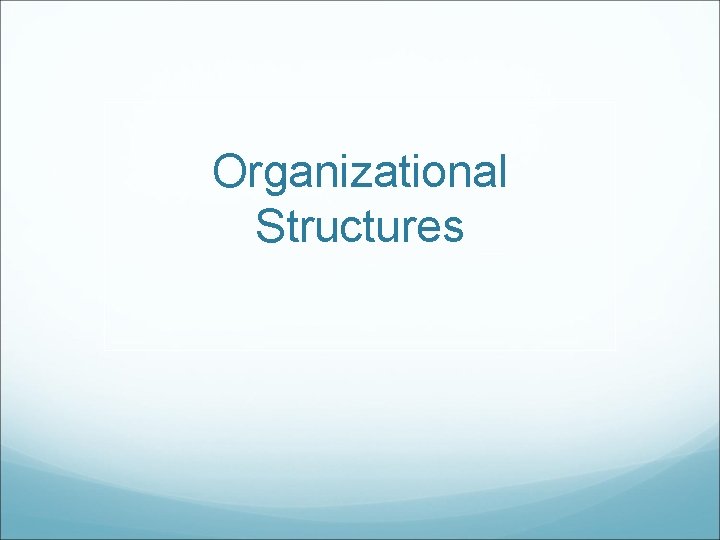 Organizational Structures 