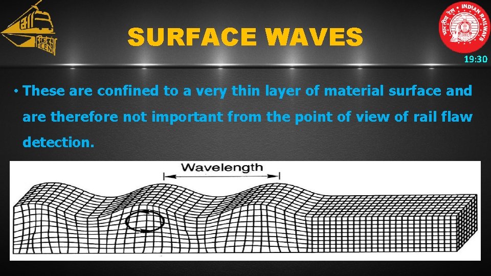 SURFACE WAVES 19: 30 • These are confined to a very thin layer of