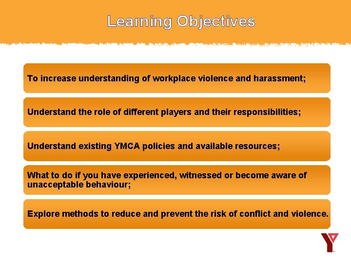 Learning Objectives To increase understanding of workplace violence and harassment; Understand the role of