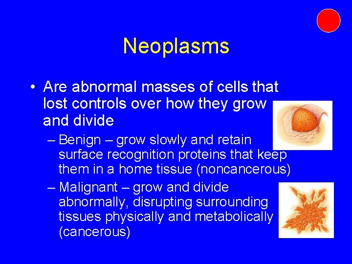 Neoplasms • Are abnormal masses of cells that lost controls over how they grow Neoplasms • Are abnormal masses of cells that lost controls over how they grow
