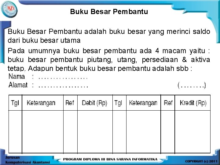 Buku Besar Pembantu adalah buku besar yang merinci saldo dari buku besar utama Pada