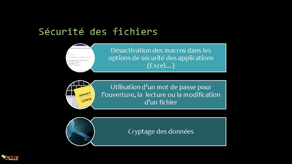 Sécurité des fichiers Désactivation des macros dans les options de sécurité des applications (Excel…)