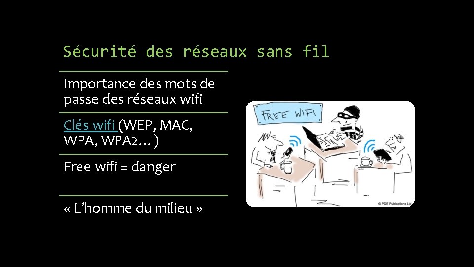 Sécurité des réseaux sans fil Importance des mots de passe des réseaux wifi Clés