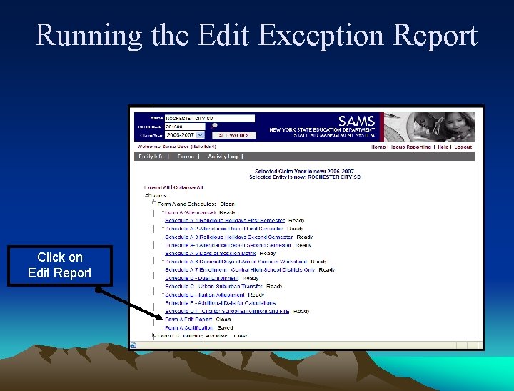 Running the Edit Exception Report Click on Edit Report 