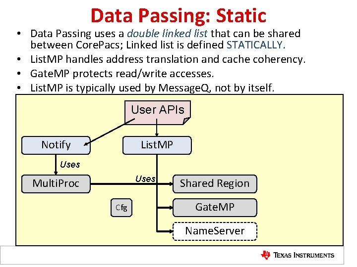 Data Passing: Static • Data Passing uses a double linked list that can be