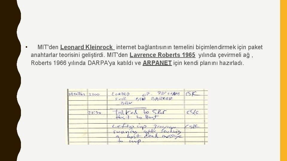  • MIT'den Leonard Kleinrock internet bağlantısının temelini biçimlendirmek için paket anahtarlar teorisini geliştirdi.