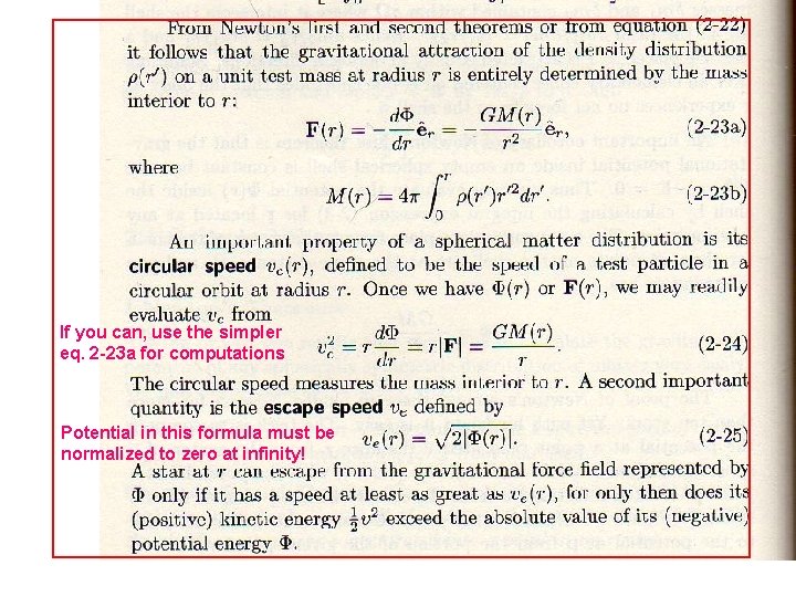 If you can, use the simpler eq. 2 -23 a for computations Potential in