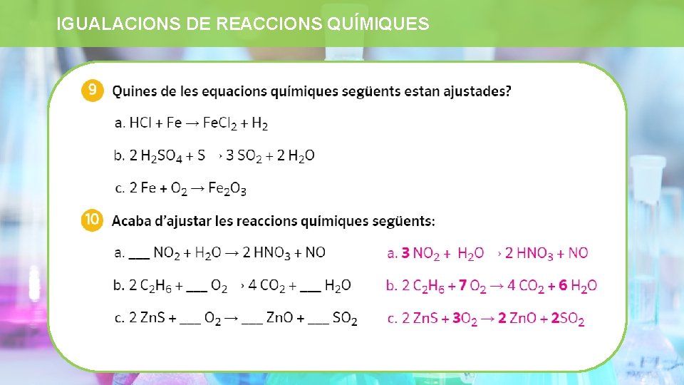 IGUALACIONS DE REACCIONS QUÍMIQUES 