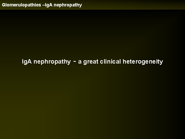 Glomerulopathies –Ig. A nephropathy - a great clinical heterogeneity 