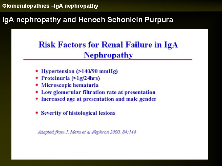 Glomerulopathies –Ig. A nephropathy and Henoch Schonlein Purpura 
