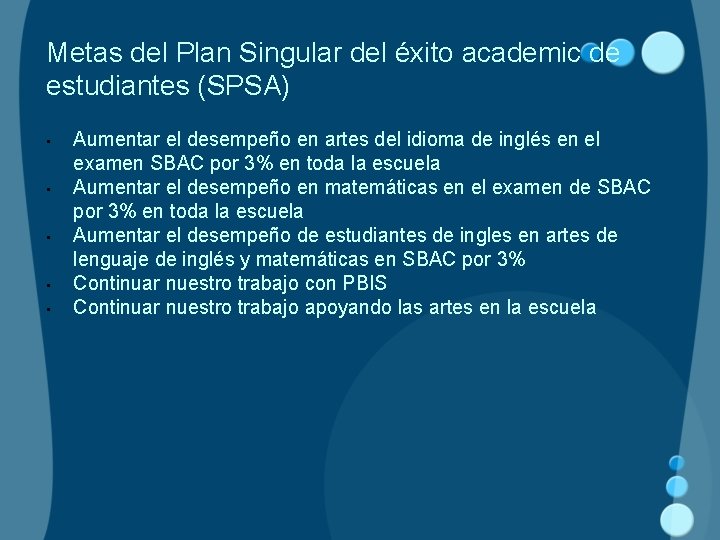 Metas del Plan Singular del éxito academic de estudiantes (SPSA) • • • Aumentar
